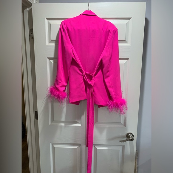 JODIFL Bright Fuchsia Satin Blazer - Picture 4 of 6